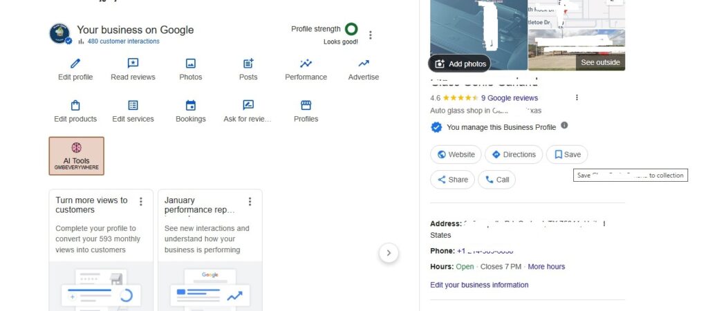 Auto Glass SEO-Auto Glass Business Profile Dashboard