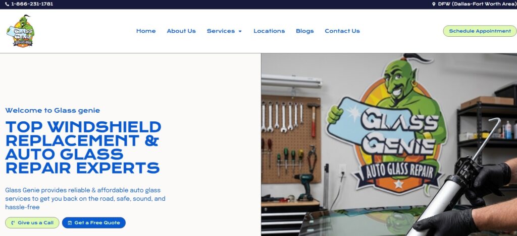 Example of Auto Glass Website Design Service 